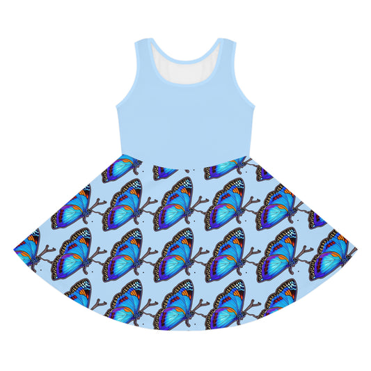 Blue Butterfly - Girls Sleeveless Sundress