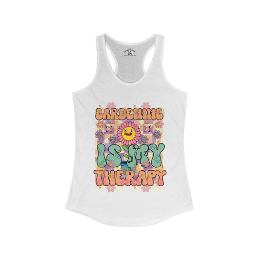 Gardening is My Therapy Retro - Women's Ideal Racerback Tank