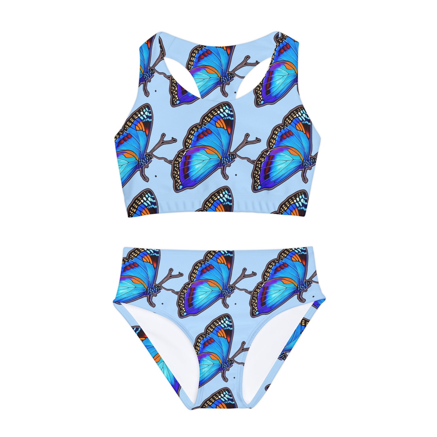 Blue Butterfly - Girls Two Piece Swimsuit