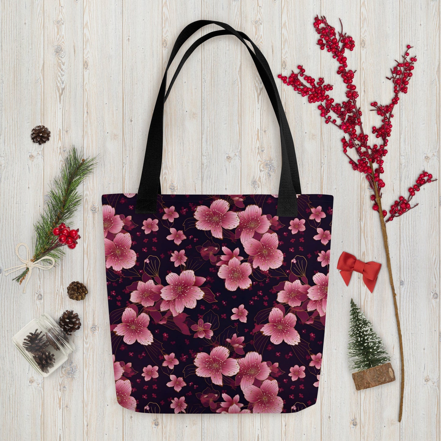 Midnight Blossom - Medium Tote Bag