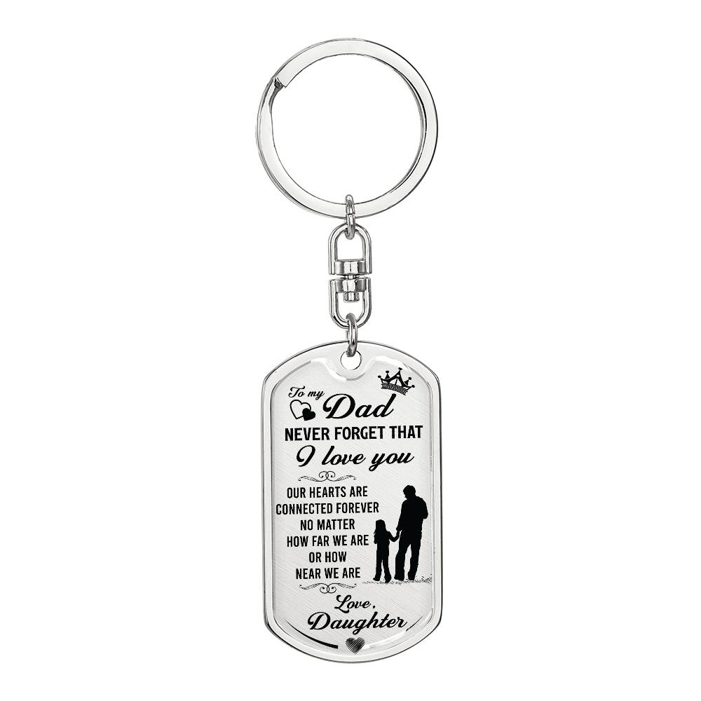 Daughter to Father - Graphic Dog Tag Keychain