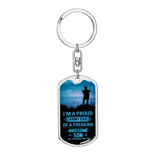 Proud Army Dad - Graphic Dog Tag Keychain