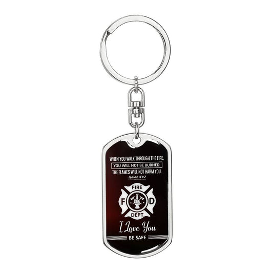 Firefighter Love - Graphic Dog Tag Keychain