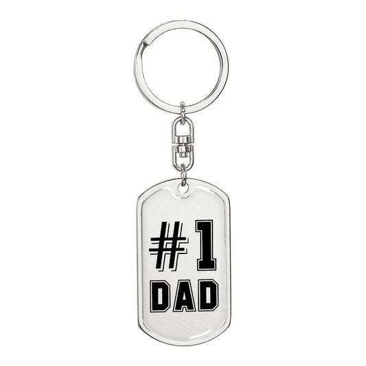 Number One Dad - Graphic Dog Tag Keychain