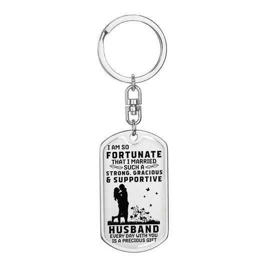 Birthday for Husband - Graphic Dog Tag Keychain