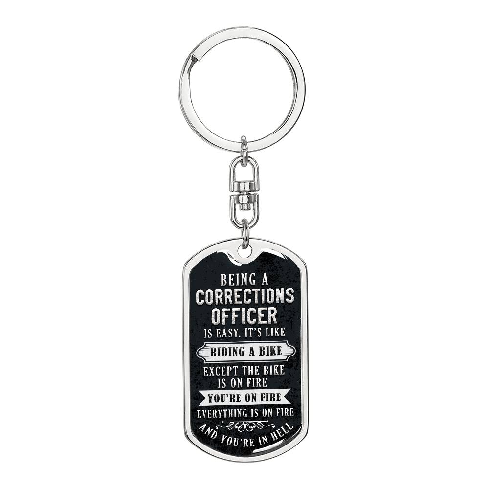 Being a Corrections Officer - Graphic Dog Tag Keychain