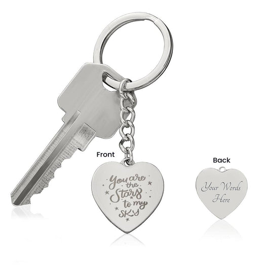 You are the Stars to my Sky - Engraved Heart Keychain