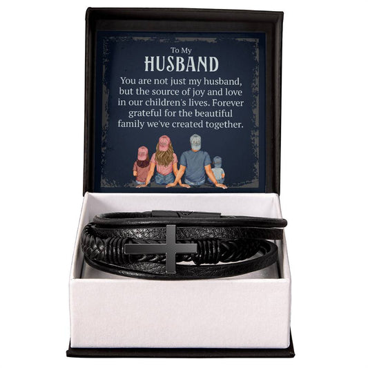 To My Husband, You are not just my husband - Men's Cross - Vegan Leather Bracelet