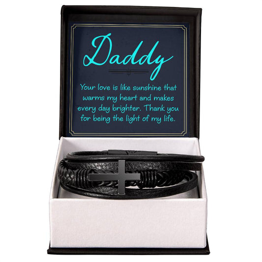 Daddy, Your Love - Men's Cross - Vegan Leather Bracelet