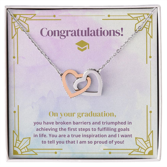 Interlocking Hearts Necklace - Congratulations On Your Graduation, You Have Broken Barriers